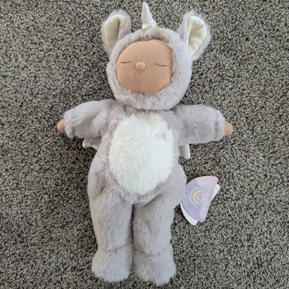 Plush Unicorn Doll - Gray and White
